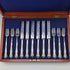 1902 British antique pure silver dessert cutlery, 6 pairs, total 466g, P Ashberry & Sons, wooden box